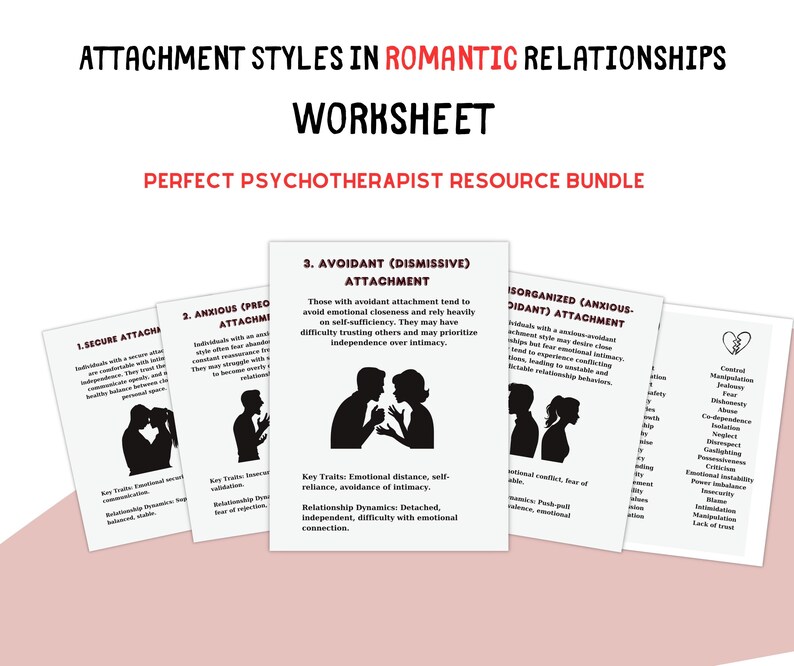 Attachment Styles in Romantic Relationships Worksheet, Couples ...