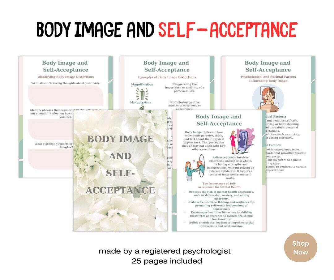 Body Image & Self-acceptance Worksheet – Mental Health Journal, Self ...