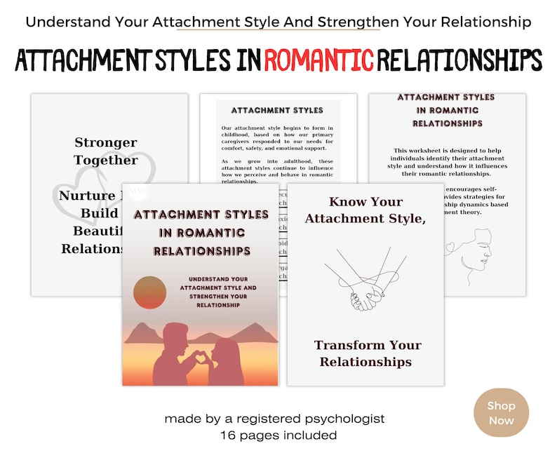 Attachment Styles in Romantic Relationships Worksheet, Couples ...