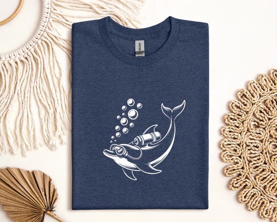 Dolphin Diving T-shirt for Holiday, Beach T Shirt for Snorkeling
