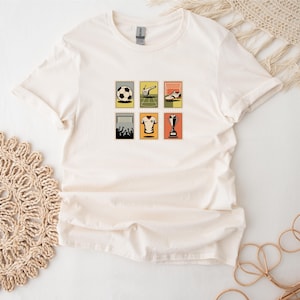 Football Vintage Stamp T-Shirt For Sport Lover, Classic Footy Retro Shirt For Him, Colourful Stamp Tee