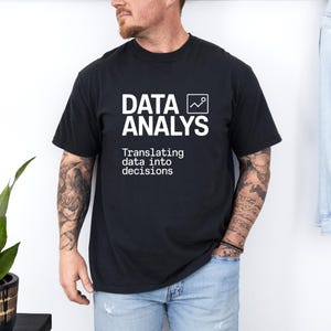 データ分析おもしろTシャツ、ユニセックスブラックTシャツ、データから意思決定へ、ヴィンテージコンフォートカラーTシャツ