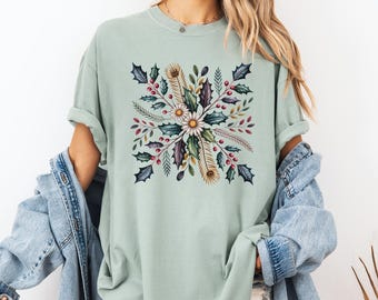 Koszulka z kwiatowym wzorem w stylu boho Daisy, koszulka w stylu vintage z kwiatowym wzorem Comfort Colors