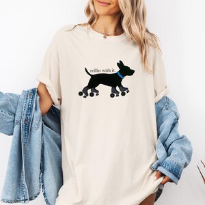 Camiseta vintage com estampa de cachorro, branca, unissex, divertida, para patinação, da Comfort Colors.