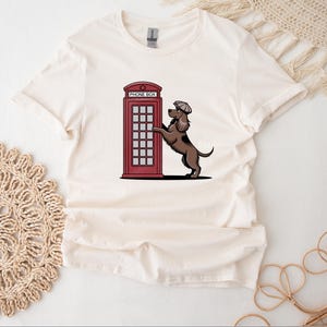 Cocker Spaniel Shirt For Dog Lover Red Phone Box T-Shirt For Her London Cocker Spaniel T Shirt Vintage Dog Top Retro UK Top