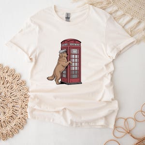 Golden Retriever Shirt For Dog Lover Red Phone Box T-Shirt For Her London German Shepherd T Shirt Vintage Dog Top Retro UK Top