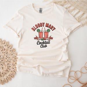 Bloody Mary Cocktail Club T-Shirt For Cocktail Drinker, Summer Vintage T Shirt For Holiday, Retro Bloody Mary Tee