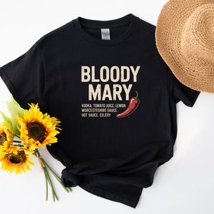 Bloody Mary Recipe T-Shirt For Cocktail Drinker, Bloody Mary Vintage Summer T Shirt For Holiday, Retro Cocktail Tee