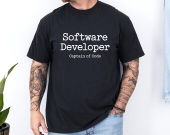 Software Developer Funny T-Shirt, Unisex Black Tee, Captain Of Code, Vintage Comfort Colors T Shirt
