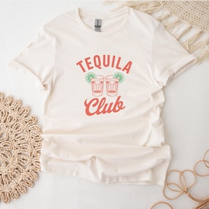Tequila Cocktail Club T-Shirt For Cocktail Drinker, Summer Vintage T Shirt For Holiday, Retro Tequila Tee