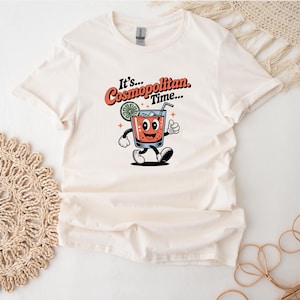 Cosmopolitan Vintage T-Shirt For Cocktail Drinker, Cosmopolitan Summer T Shirt For Holiday, Retro Cocktail Tee