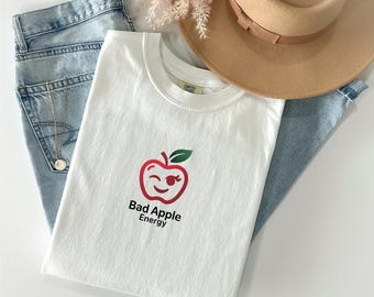 Funny Apple T-Shirt, Cute Fruit Tee, Small Graphic Comfort Colours T Shirt