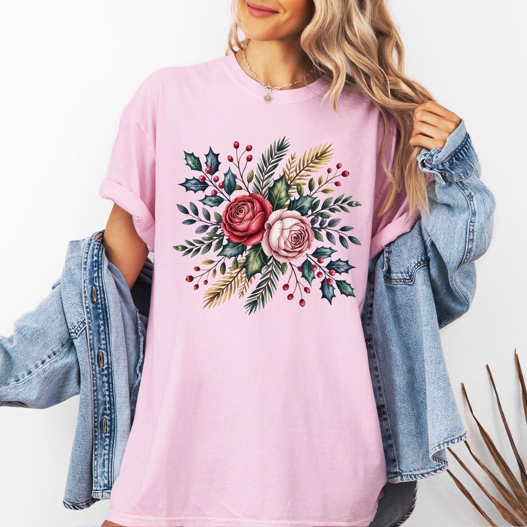 Rose Flower T-shirt, Vintage Pink Floral Tee Comfort Colors T Shirt - Etsy