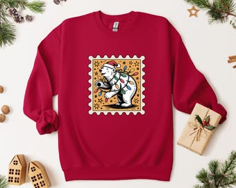 Pull de Noël estampé ours polaire : pull de Noël unisexe animal vintage