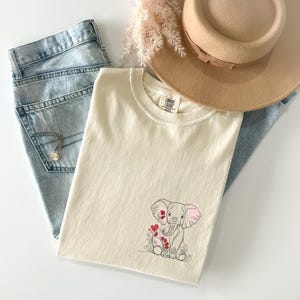 Elephant Cute T-Shirt, Love Heart Floral T Shirt, Vintage Comfort Colors Tee