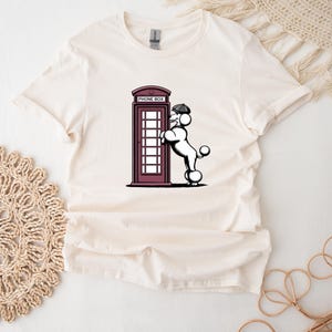 Poodle Shirt For Dog Lover Red Phone Box T-Shirt For Her London Poodle T Shirt Vintage Dog Top Retro UK Top