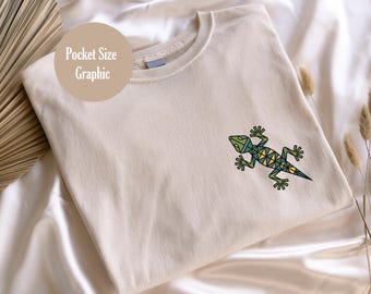 Gecko Grafik-T-Shirt - Buntes Geometrisches Tier Design