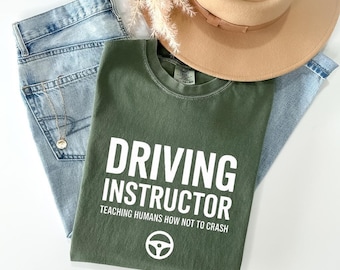 Fahrlehrer Lustiges T-Shirt, Lehre Menschen, wie man nicht abstürzt, Vintage Comfort Farben T-Shirt