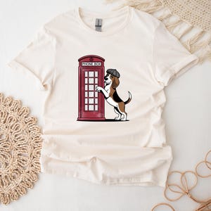 Beagle Shirt For Dog Lover Red Phone Box T-Shirt For Her London Beagle T Shirt Vintage Dog Top Retro UK Top