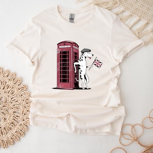Dalmatian Shirt For Dog Lover Red Phone Box T-Shirt For Her London Dalmatian T Shirt Vintage Dog Top Retro UK Top
