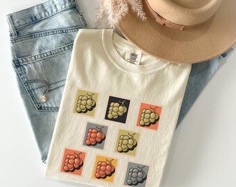Grape Retro T-Shirt, Vintage Fruit Stamp Tee, Comfort Colours T Shirt