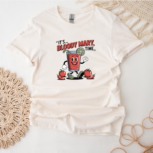 Bloody Mary T-Shirt For Cocktail Drinker, Vintage Summer T Shirt For Holiday, Retro Bloody Mary Tee
