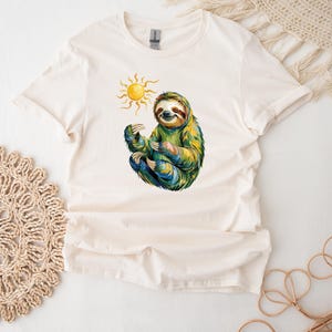 Sloth T-Shirt For Animal Lover Sloth Shirt For Artist Sloth Van Gogh Tee For Birthday