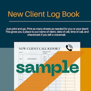 Printable New Client Call Log Record Sheet