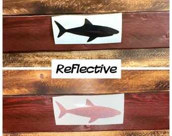 REFLECTIVE Shark Decal, Sea Creature Sticker, Car Window Decor