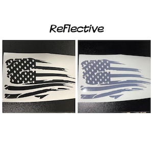 Reflective Distressed American Flag Vinyl Sticker Decal For Car Window Bumper Laptop Water Bottle Luggage Phone Case Helmet, Independence