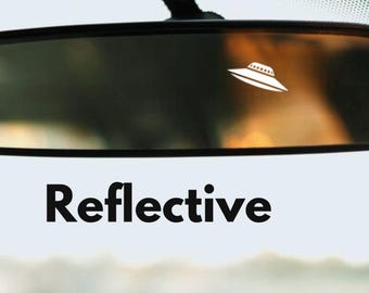 REFLECTIVE Space Alien Decal UFO Sticker for Car Window Bumper Mirror, Cup, Lap Top Luggage Helmet Water Bottle and More. Easter