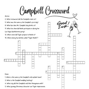 Wedding Crossword Puzzle MADE TO ORDER