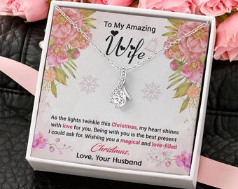 Best Wife Christmas Gifts Luxury Gift for Romantic Wife Best Jewelry Gifts for Wife 18K Gold Plated Holiday Necklace Gift Message