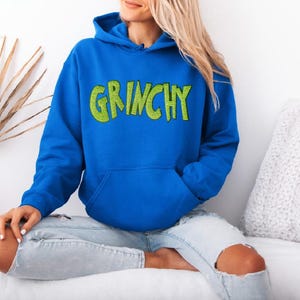 Grinchy Green Sequin Christmas Sweatshirt or Hoodie - Cozy Holiday Crewneck