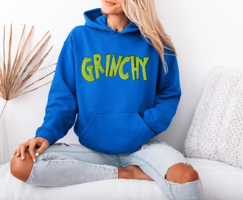 Grinchy Green Sequin Christmas Sweatshirt or Hoodie - Cozy Holiday Crewneck