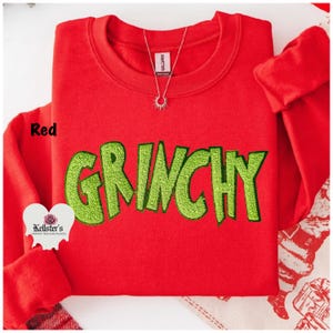 Grinchy Green Sequin Christmas Sweatshirt or Hoodie - Cozy Holiday Crewneck