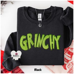 Grinchy Green Sequin Christmas Sweatshirt or Hoodie - Cozy Holiday Crewneck