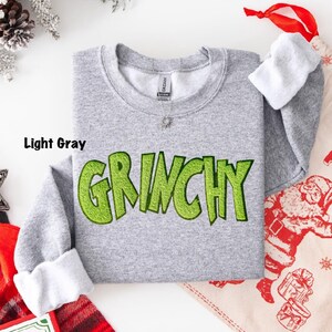 Grinchy Green Sequin Christmas Sweatshirt or Hoodie - Cozy Holiday Crewneck