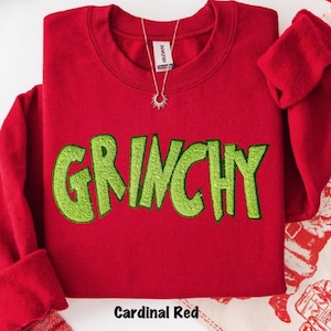 Grinchy Green Sequin Christmas Sweatshirt or Hoodie - Cozy Holiday Crewneck