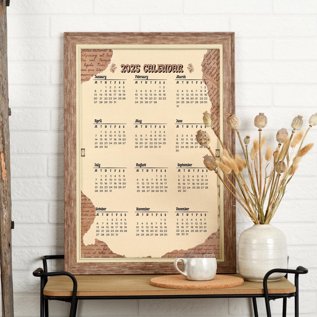 Aesthetic 2025 Vertical Calendar, Printable That Girl Aura Wall Art ...
