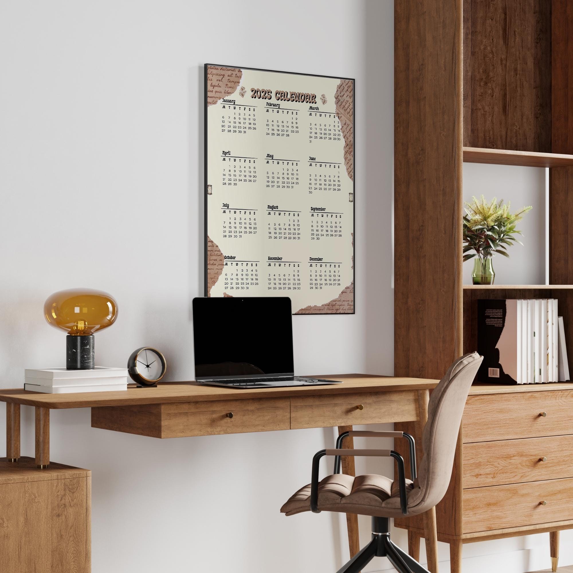 Aesthetic 2025 Vertical Calendar, Printable That Girl Aura Wall Art ...