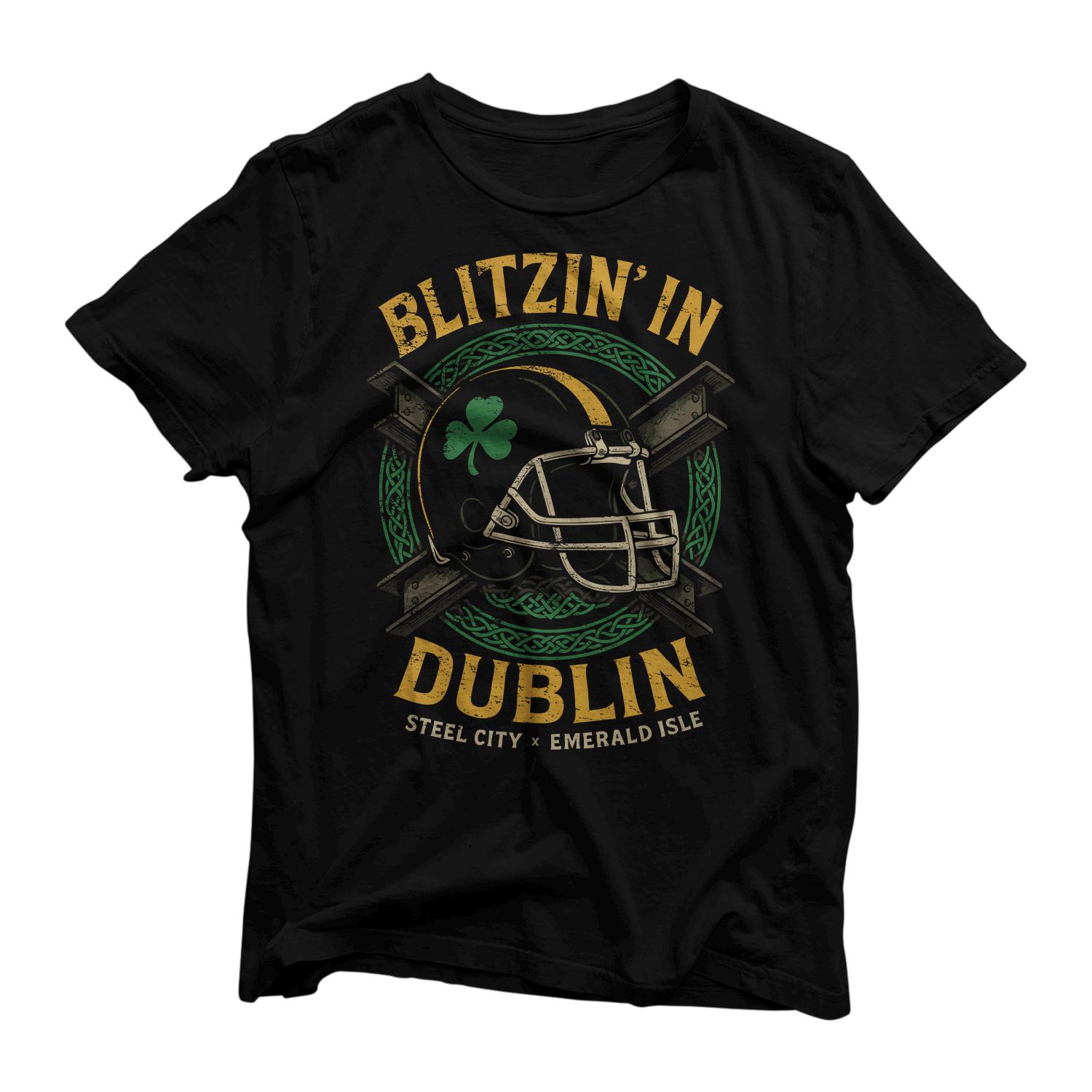 Blitzin' in Dublin: Pittsburgh X Ireland Football Tee T-shirt