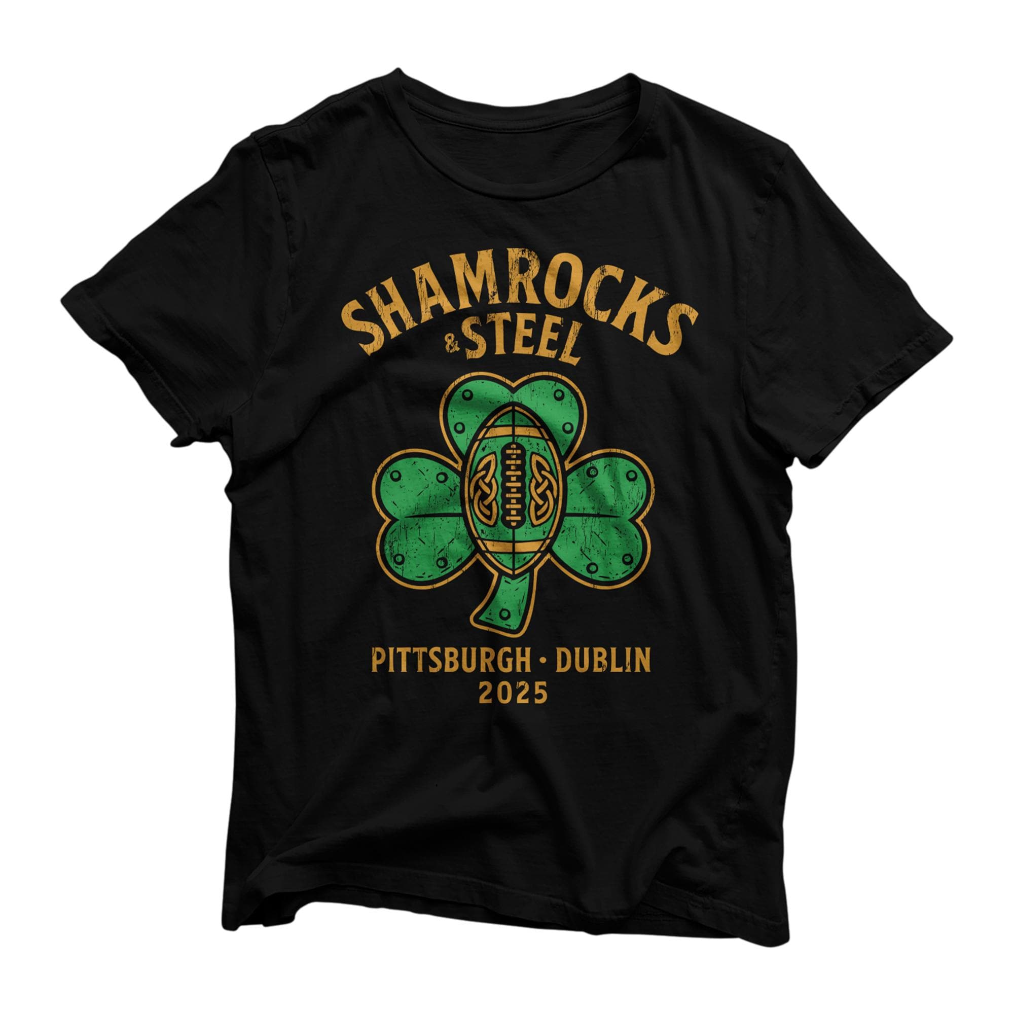 Buy Shamrocks Steel: Pittsburgh X Dublin 2025 Football Tee