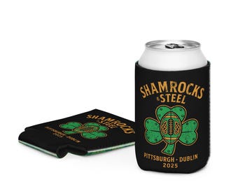 Shamrocks & Steel: Pittsburgh x Dublin 2025 Football Can Cooler