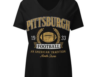 Pittsburgh Football Vintage Crest Women’s V-neck Tee