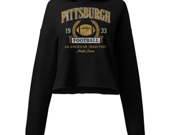 Pittsburgh Football Vintage Crest Cropped Hoodie