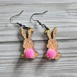 Rabbit Earrings SVG, Bunny Earring Laser Cut File, Easter Earrings Glowforge SVG, DIY Jewelry Template, Acrylic or Wood Earrings