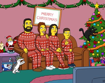 Anpassat Simpsons-porträtt • Personlig tecknad konst från ditt foto