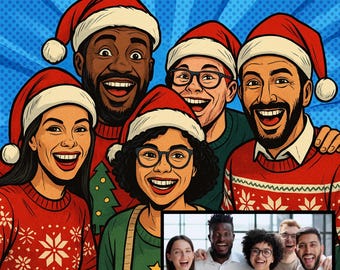 Custom Comic Portrait Gift • Corporate Employee Cartoon • Personalized Office Art for Christmas