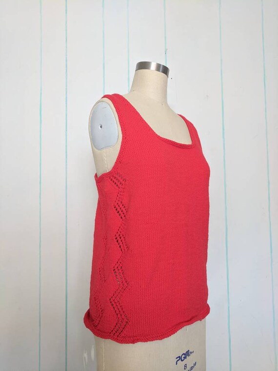 70s Red Knit Tank Size Large - image 3